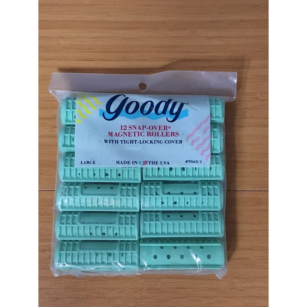 Vintage Goody Magnetic Hair Roller Bundle  3 Packs Snap Over Green Lg Yellow Med